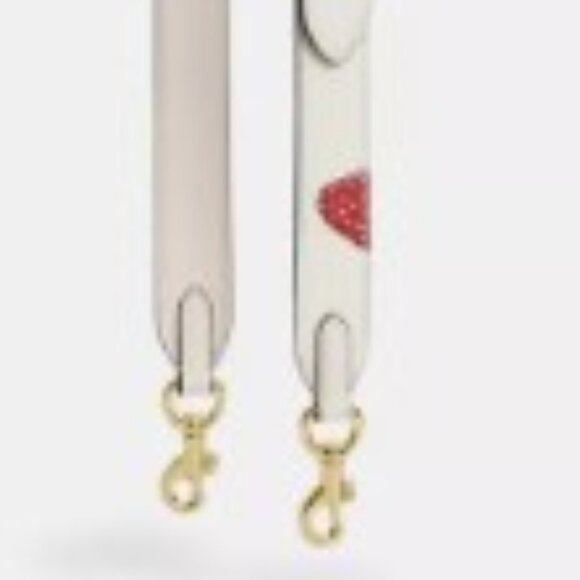 COACH Strawberry Printed Reversible Bag Strap in Chalk/Gold - Picture 4 of 5